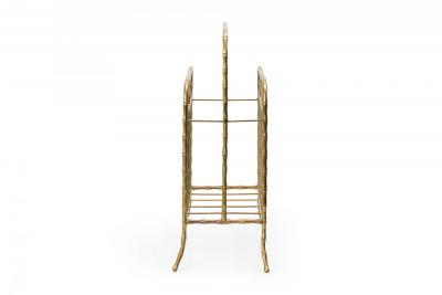 Mid Century Hollywood Regency Style Faux Bamboo Brass Magazine Stand