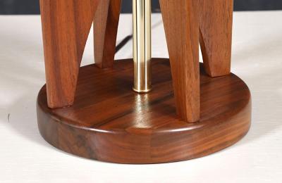 Mid Century Hourglass Sculpted Walnut Brass Table Lamp