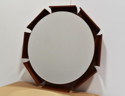 Mid Century ITALIAN Rosewood Octagon Mirror