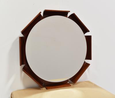 Mid Century ITALIAN Rosewood Octagon Mirror