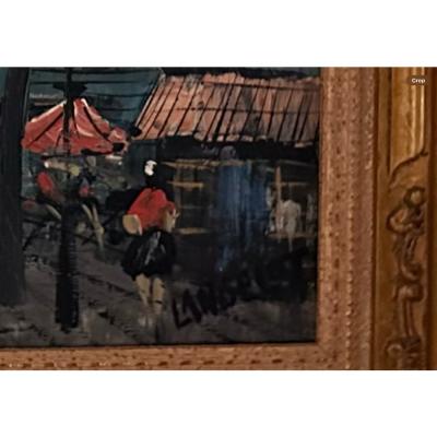 Mid Century Impressionist French View of Montmartre Paris France Circa 1960