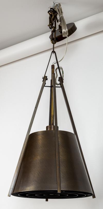 Mid Century Industrial Conical Brass Pendants 10 Available