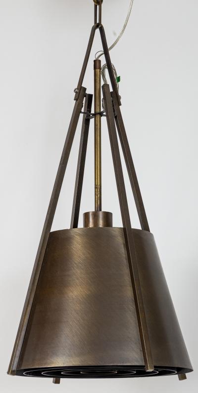 Mid Century Industrial Conical Brass Pendants 10 Available