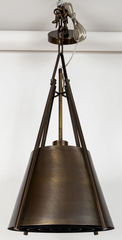 Mid Century Industrial Conical Brass Pendants 10 Available
