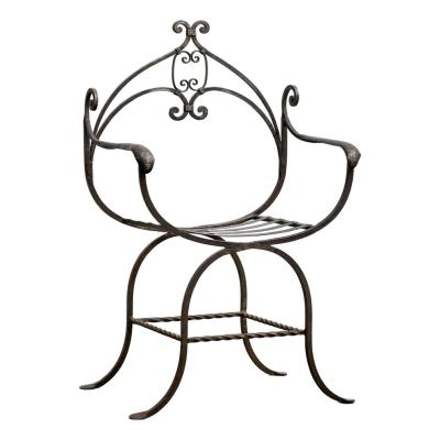 Mid Century Iron Savonarola Chair