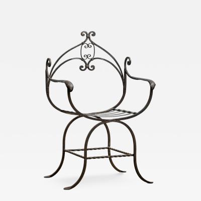 Mid Century Iron Savonarola Chair