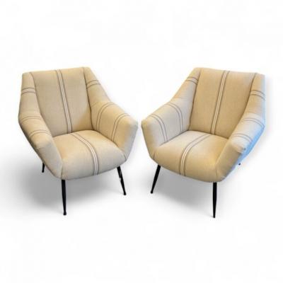 Mid Century Italia Beige Armchairs