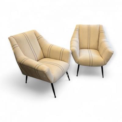Mid Century Italia Beige Armchairs