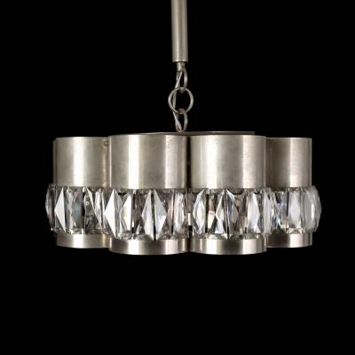 Mid Century Italian Aluminum and Glass Chandelier 1960s