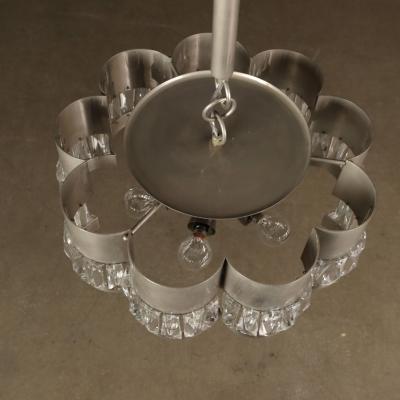 Mid Century Italian Aluminum and Glass Chandelier 1960s