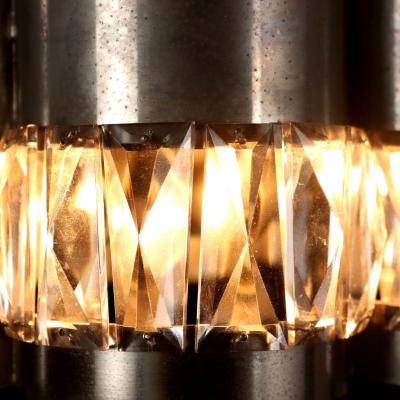 Mid Century Italian Aluminum and Glass Chandelier 1960s