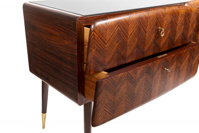 Mid Century Italian Angular Sideboard Dresser In Chevron Veneer