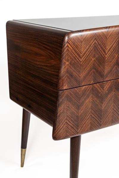 Mid Century Italian Angular Sideboard Dresser In Chevron Veneer