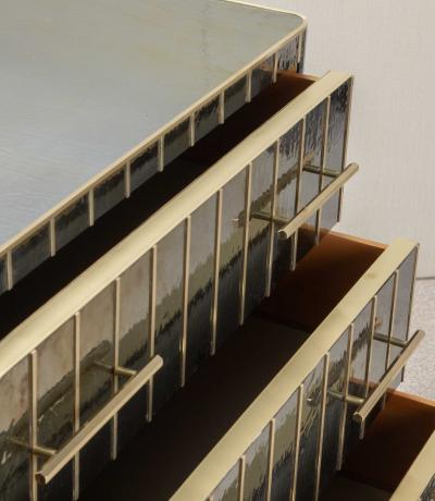 Mid Century Italian Blue Iridescent Veneered Chest of Drawers