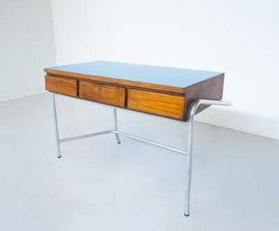 Mid Century Italian Blue Top Desk with Drawers