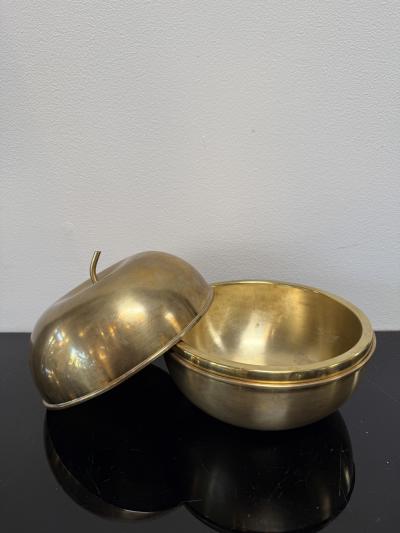 Mid Century Italian Brass Apple Covered Bowl 1960s