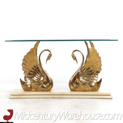 Mid Century Italian Brass Swan Console Table