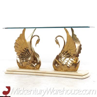 Mid Century Italian Brass Swan Console Table