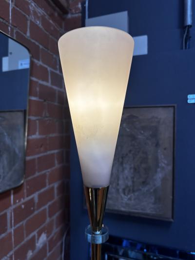 Mid Century Italian Brass and Glass Floor Lamp 1960s