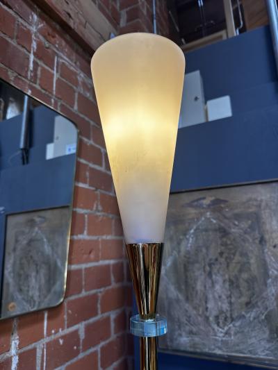 Mid Century Italian Brass and Glass Floor Lamp 1960s