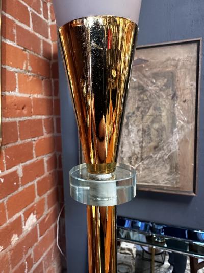 Mid Century Italian Brass and Glass Floor Lamp 1960s