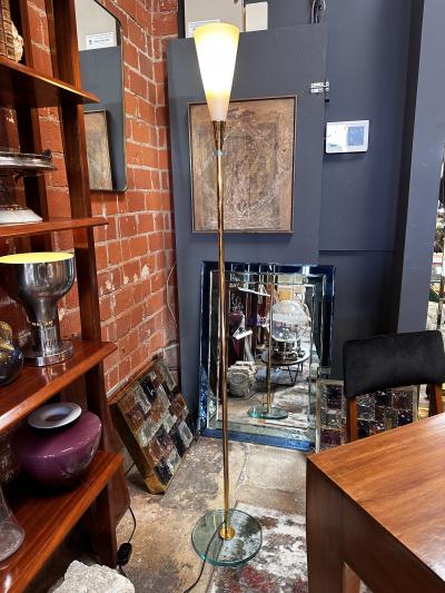 Mid Century Italian Brass and Glass Floor Lamp 1960s