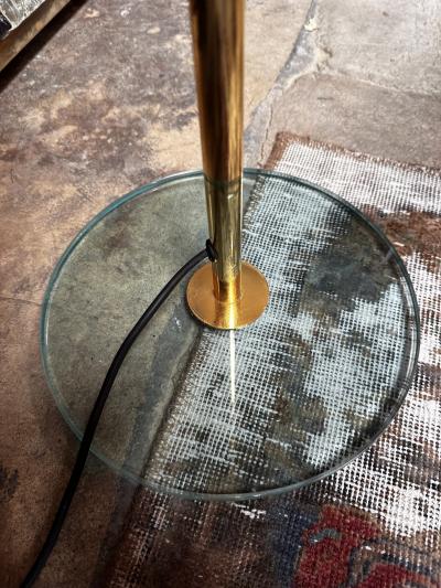 Mid Century Italian Brass and Glass Floor Lamp 1960s