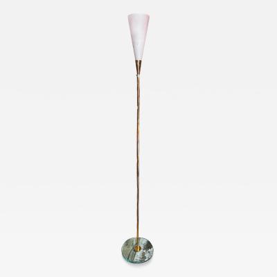 Mid Century Italian Brass and Glass Floor Lamp 1960s