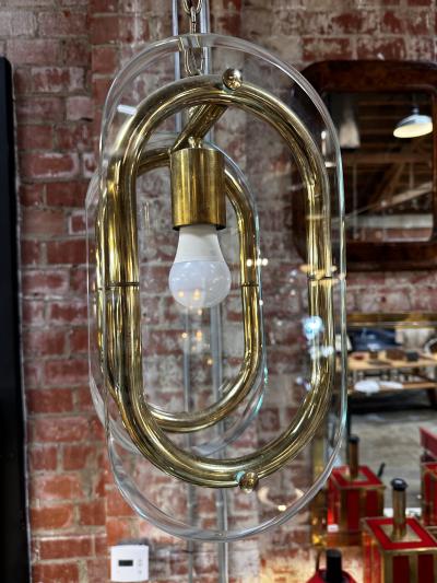 Mid Century Italian Brass and Glass Pendant 1970s