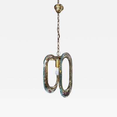 Mid Century Italian Brass and Glass Pendant 1970s