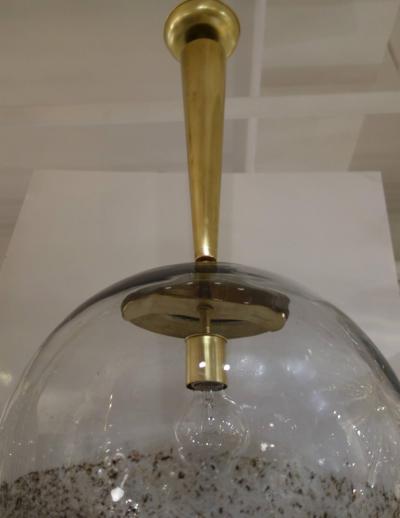 Mid Century Italian Brown Speckled and Clear Murano Glass Globe