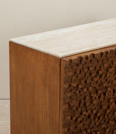Mid Century Italian Brutalist Sideboard with Travertine Top