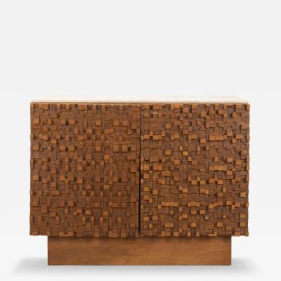 Mid Century Italian Brutalist Sideboard with Travertine Top