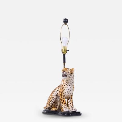 Mid Century Italian Ceramic Leopard Lamp