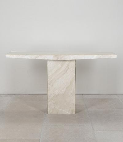 Mid Century Italian Console Table in White Marble