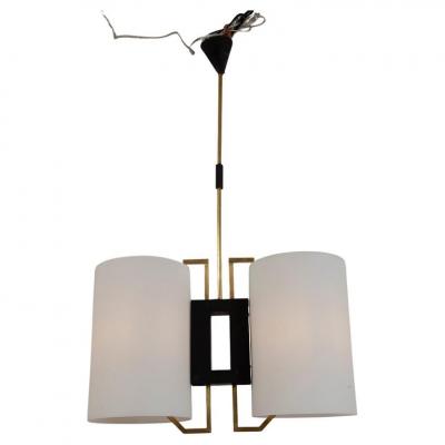 Mid Century Italian Double Cylinder Opaline Glass Ceiling Fixture