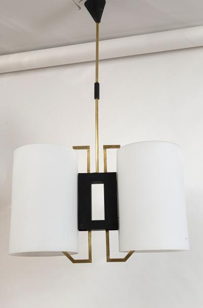 Mid Century Italian Double Cylinder Opaline Glass Ceiling Fixture