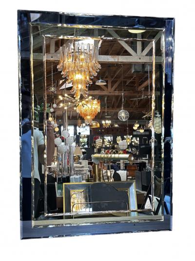 Mid Century Italian Fully Blue Wall Mirror 1980s