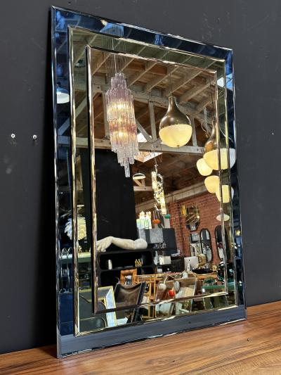 Mid Century Italian Fully Blue Wall Mirror 1980s