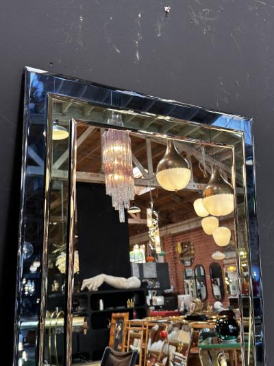 Mid Century Italian Fully Blue Wall Mirror 1980s