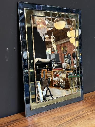 Mid Century Italian Fully Blue Wall Mirror 1980s