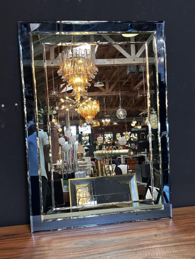 Mid Century Italian Fully Blue Wall Mirror 1980s