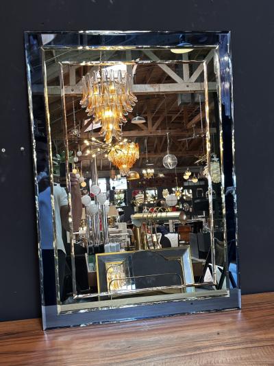 Mid Century Italian Fully Blue Wall Mirror 1980s