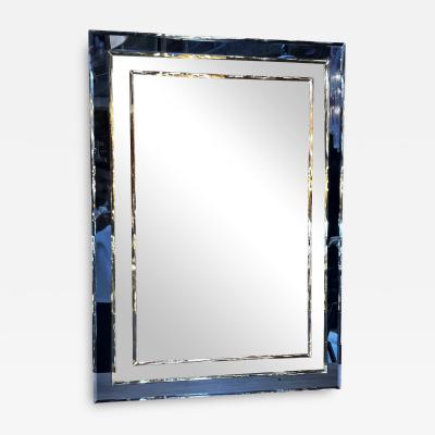 Mid Century Italian Fully Blue Wall Mirror 1980s