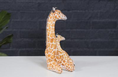 Mid Century Italian Glazed Ceramic Giraffe Family Sculpture