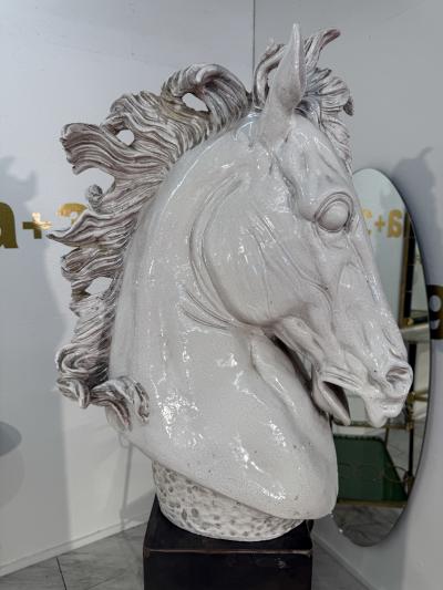 Mid Century Italian Glazed Ceramic Horse Bust