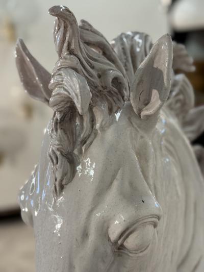 Mid Century Italian Glazed Ceramic Horse Bust