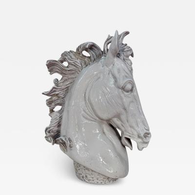 Mid Century Italian Glazed Ceramic Horse Bust