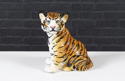 Mid Century Italian Glazed Ceramic Tiger Sculpture