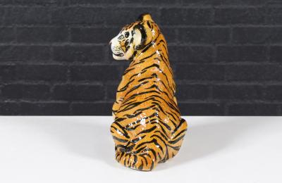 Mid Century Italian Glazed Ceramic Tiger Sculpture